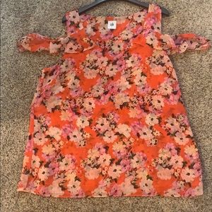 Floral Red Pinkish Keyhole sleeve blouse